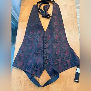 Paisley Patterned Vest with Bow Tie